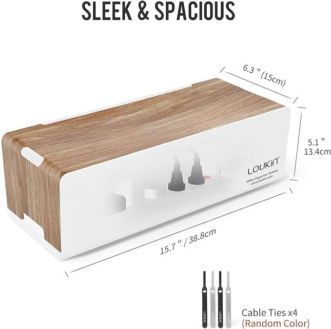 Cable Management Box, Wood Style