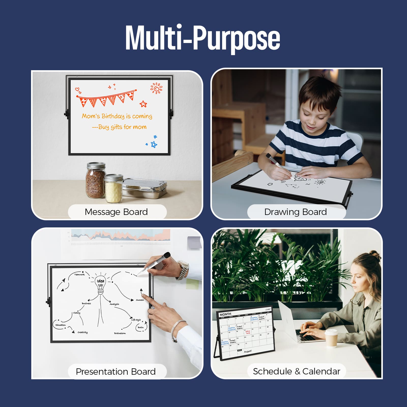 Magnetic Desktop Dry Erase Calendar with Stand