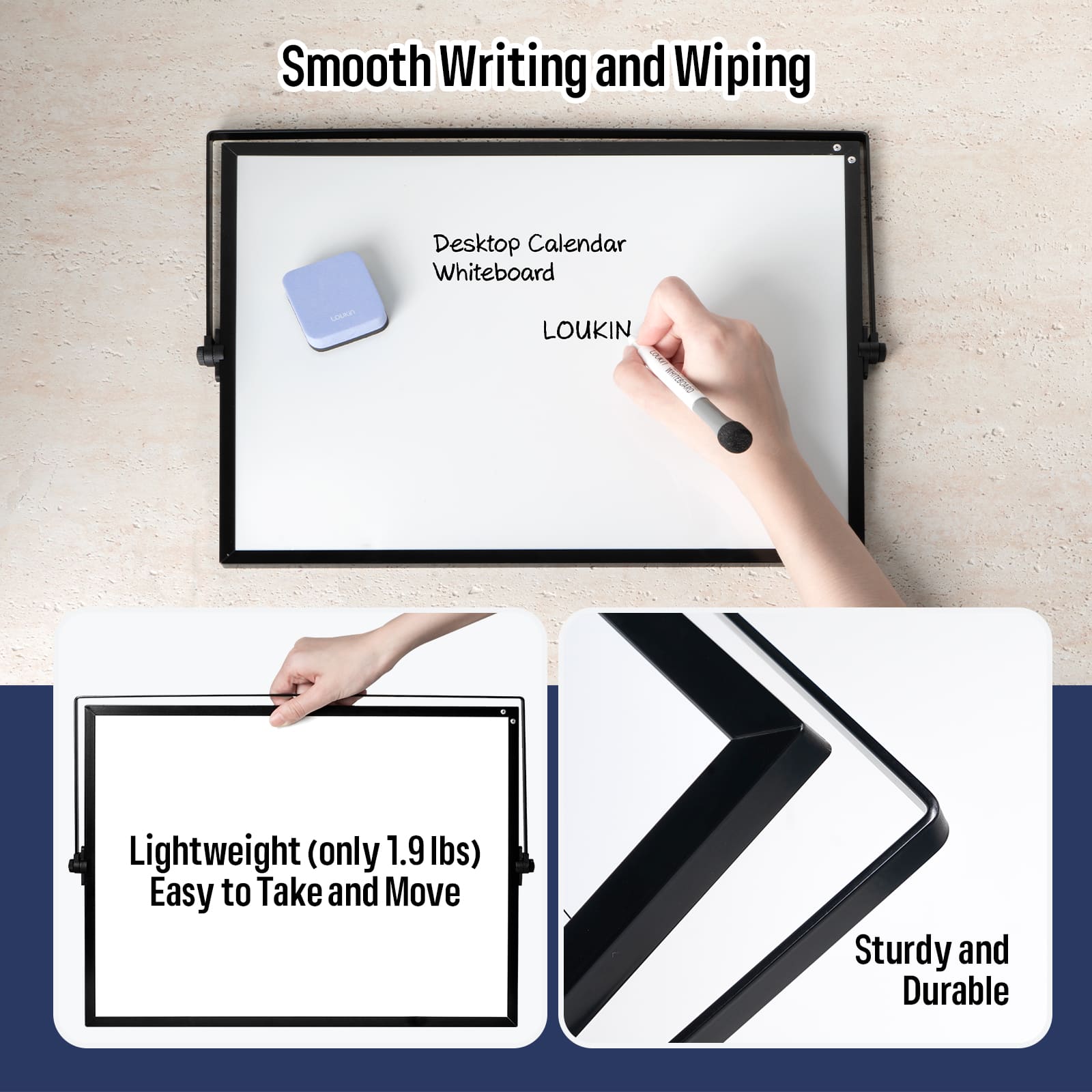 Magnetic Desktop Dry Erase Calendar with Stand