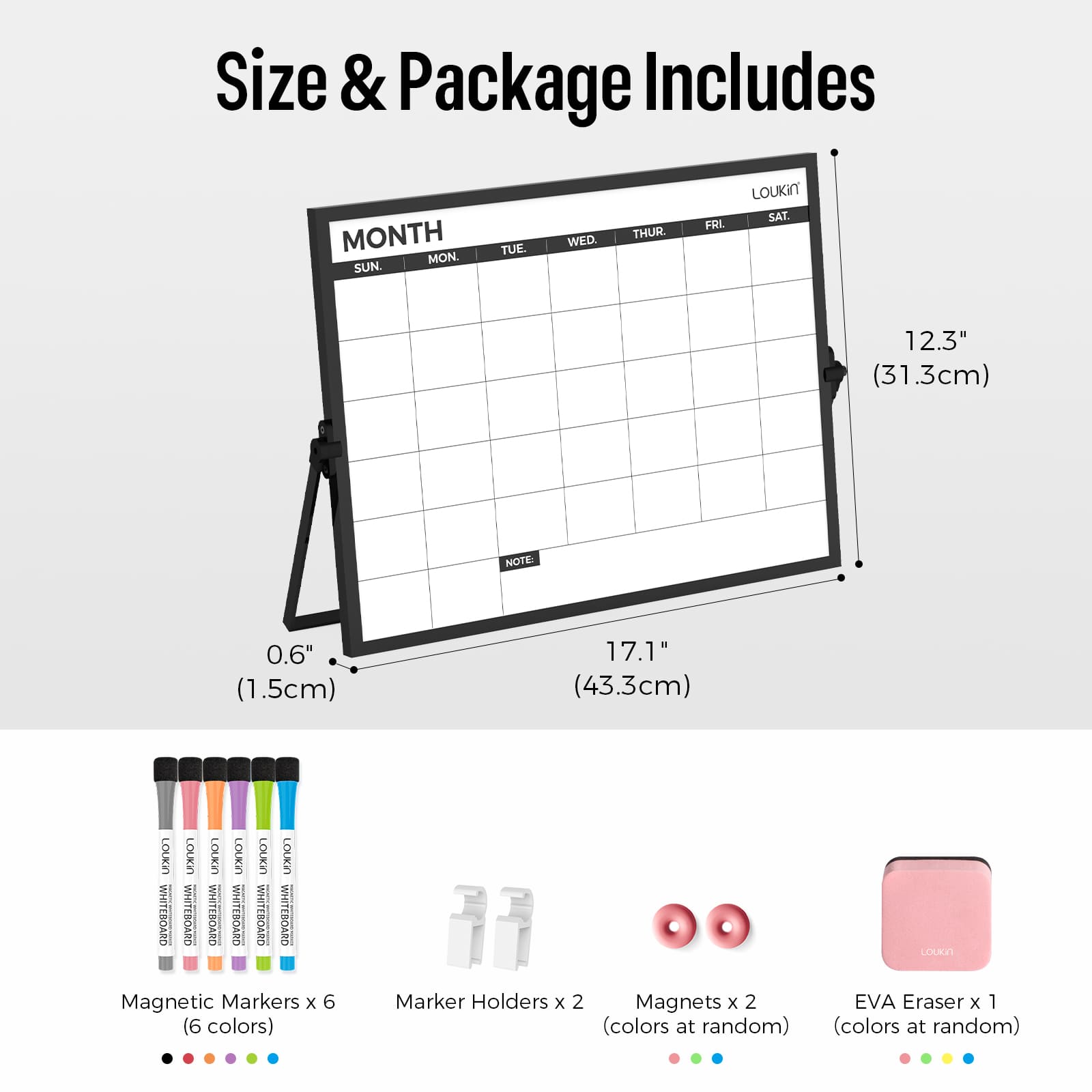 Magnetic Desktop Dry Erase Calendar with Stand