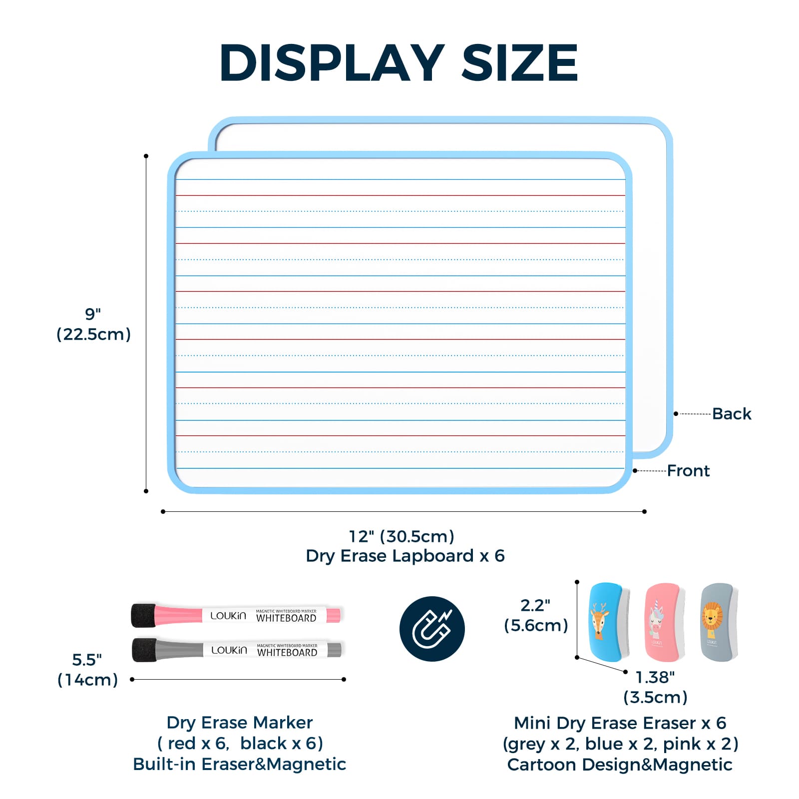 6 Pack Kid Dry Erase Lapboard Bundle, Seamless frame